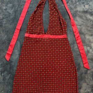 Frederick's Of Hollywood Lingerie/Club Top-Size M-Burgundy with Gold Accents